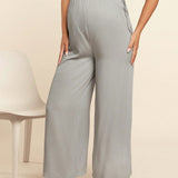 MaterniWear Pantalones anchos casuales para maternidad con cintura ajustable y tiro alto