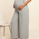 MaterniWear Pantalones anchos casuales para maternidad con cintura ajustable y tiro alto