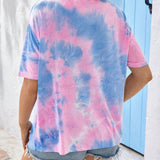 NEW  Camiseta Casual Casual de Maternidad con estampado Tie-Dye, cuello redondo y mangas Dolman, ideal para vacaciones en la isla, verano